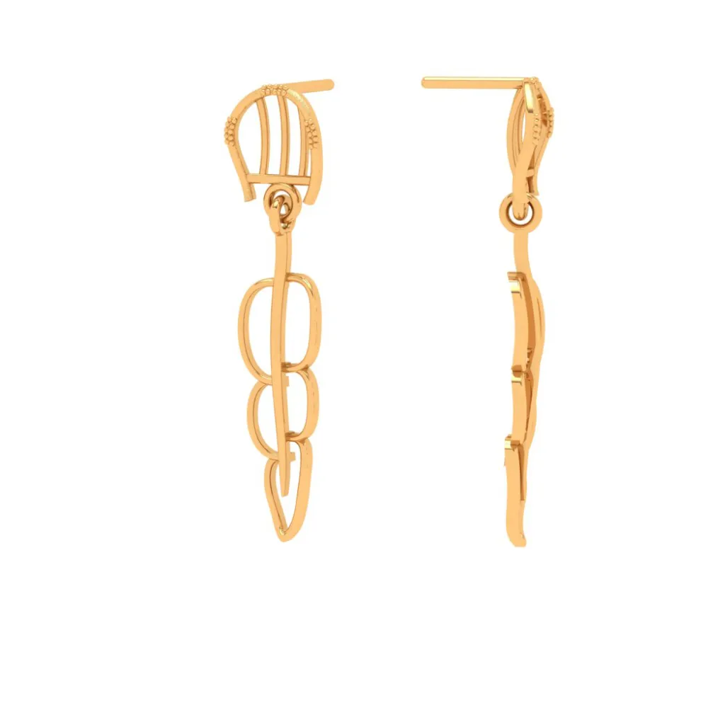 18k Bis Hallmarked Modern And Stylish Gold Earrings Design
