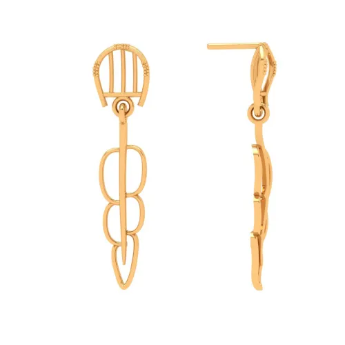 18k Bis Hallmarked Modern And Stylish Gold Earrings Design