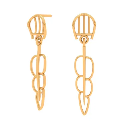 18k Bis Hallmarked Modern And Stylish Gold Earrings Design