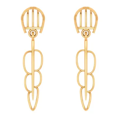 18k Bis Hallmarked Modern And Stylish Gold Earrings Design