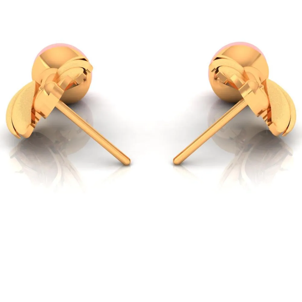 22k Gold Swan With Pink Ball Earrings