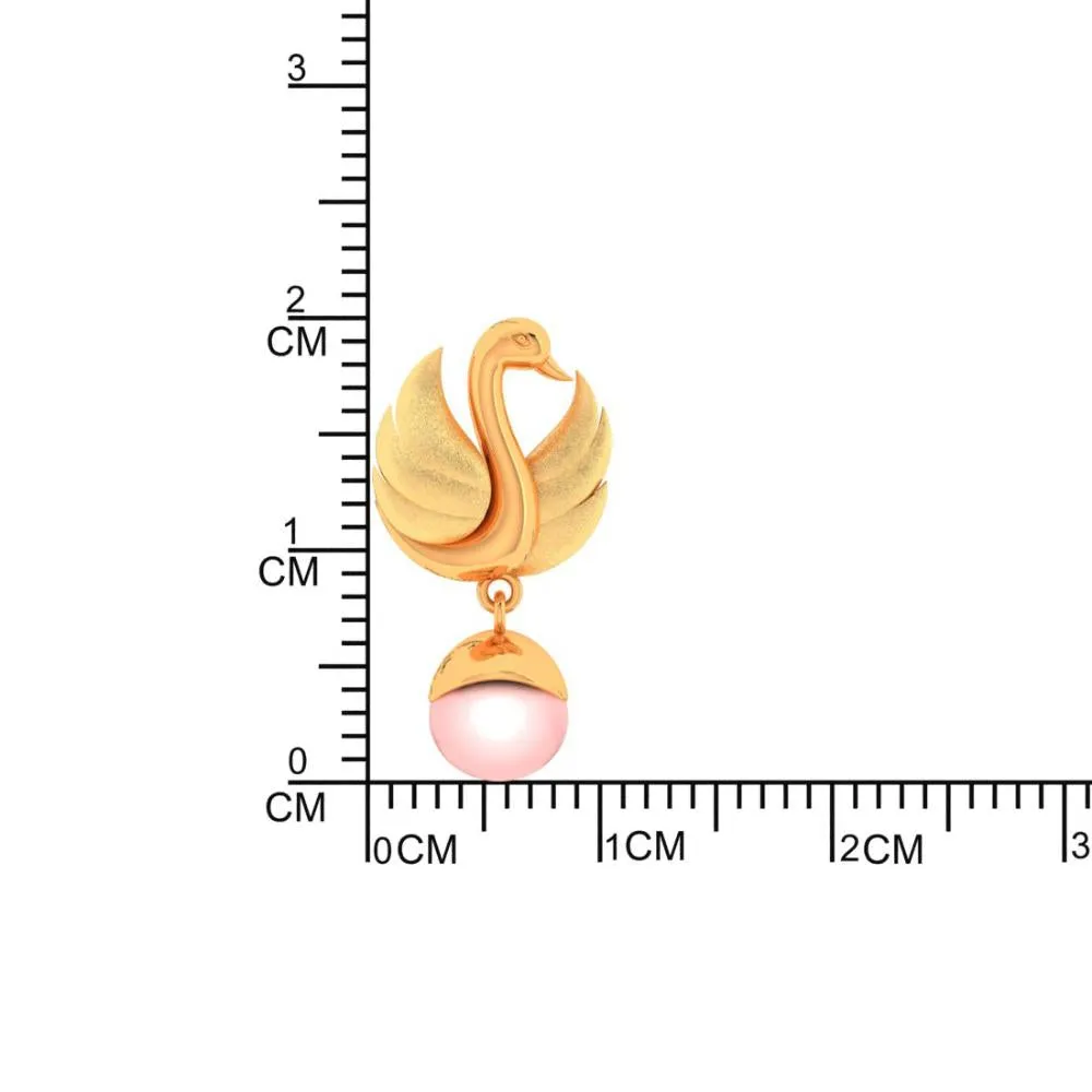 22k Gold Swan With Pink Ball Earrings