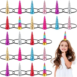 24 Pack Unicorn Horn Headband Unicorn Headbands with Elastic Bands for Girls Adult Women Cosplay Costumes Accessories, 8 Styles