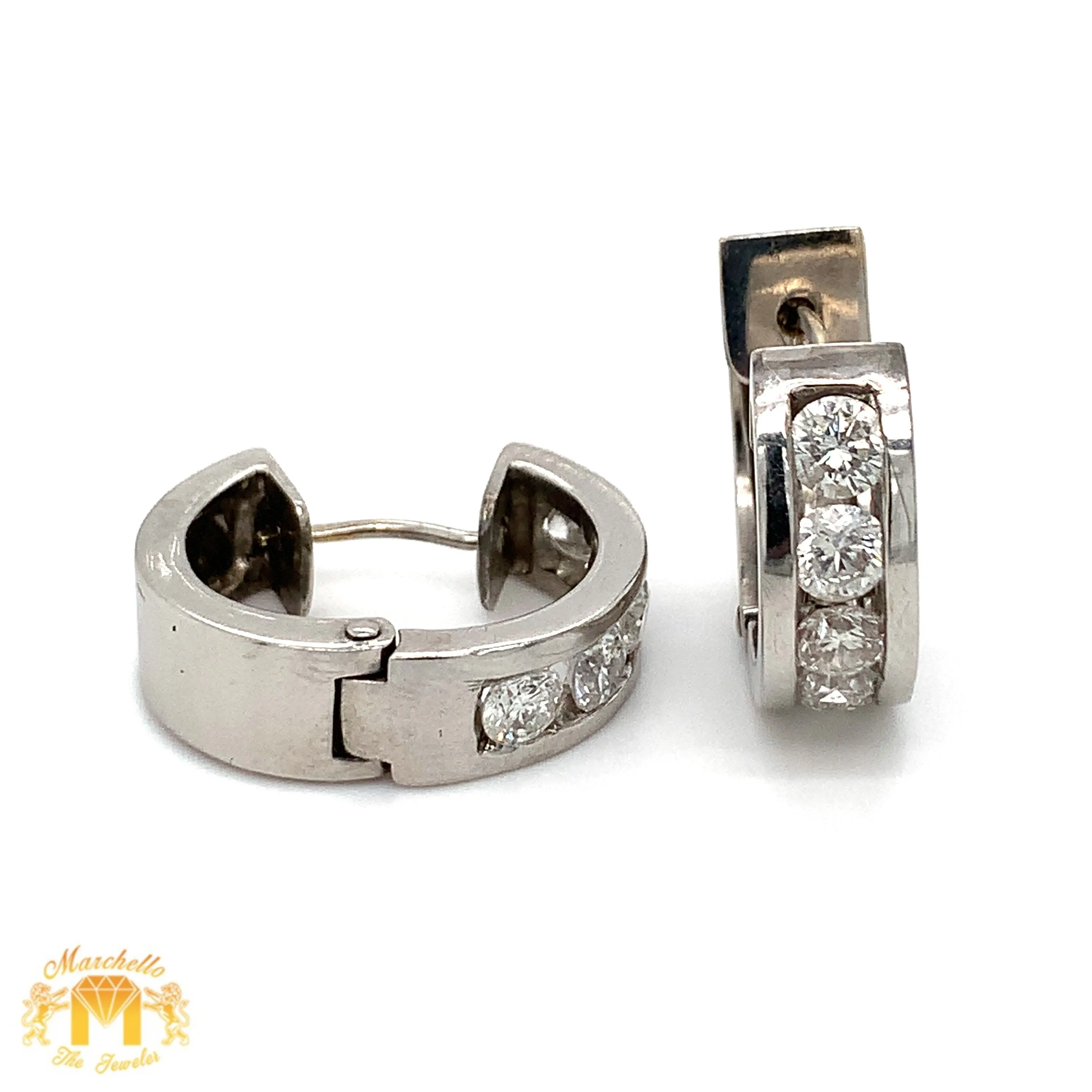 3.50ct Diamond 14k Gold Extra Large Huggie Earrings