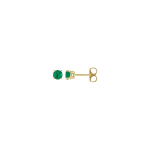 4 mm Round Natural Emerald Solitaire Stud Earrings (14K)