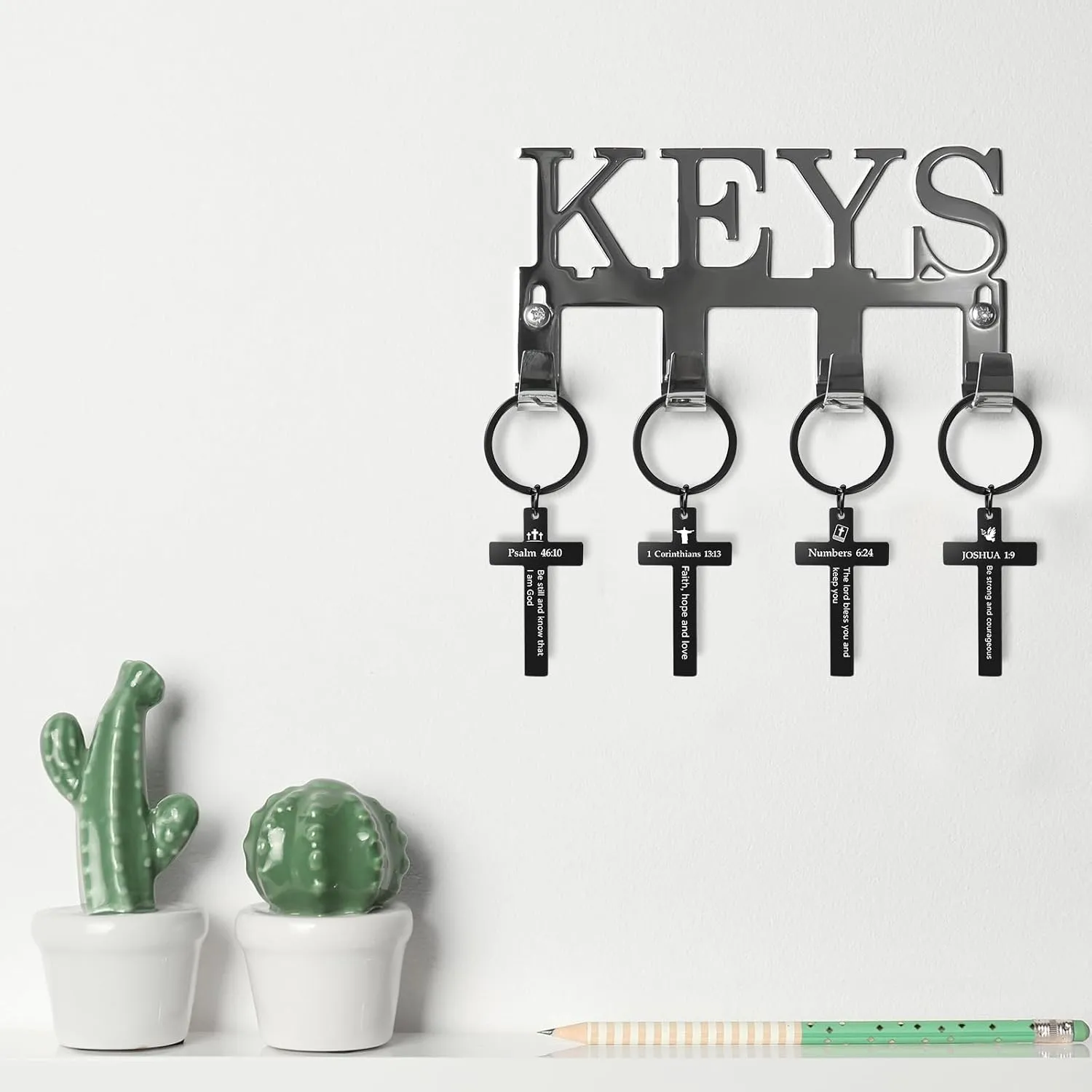 45 Pcs Christian Cross Keychain Bulk 15 Styles Bible Verse Keychain Stainless Steel Religious Inspirational Gifts