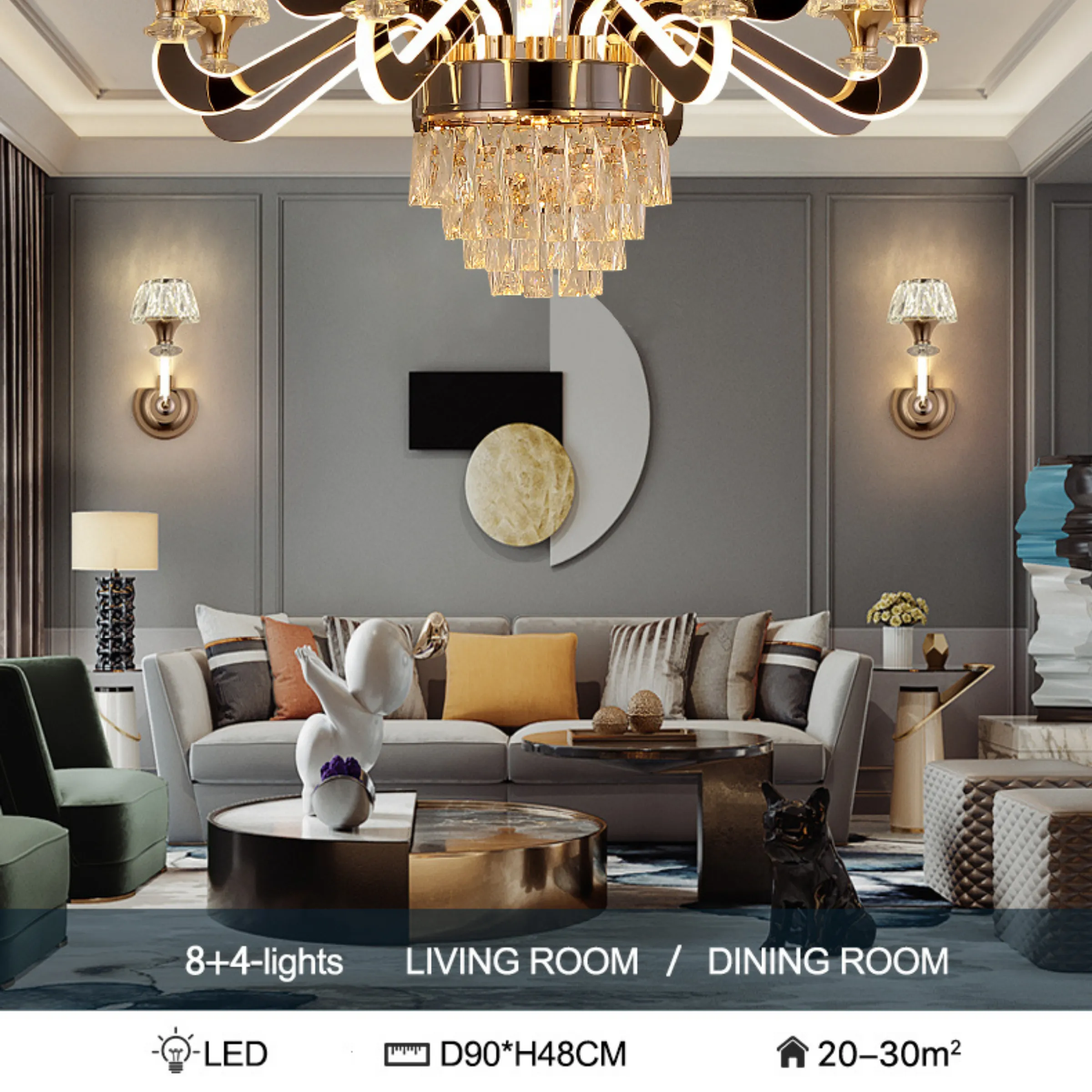 8 4 Heads Luxury Crystal Chandelier