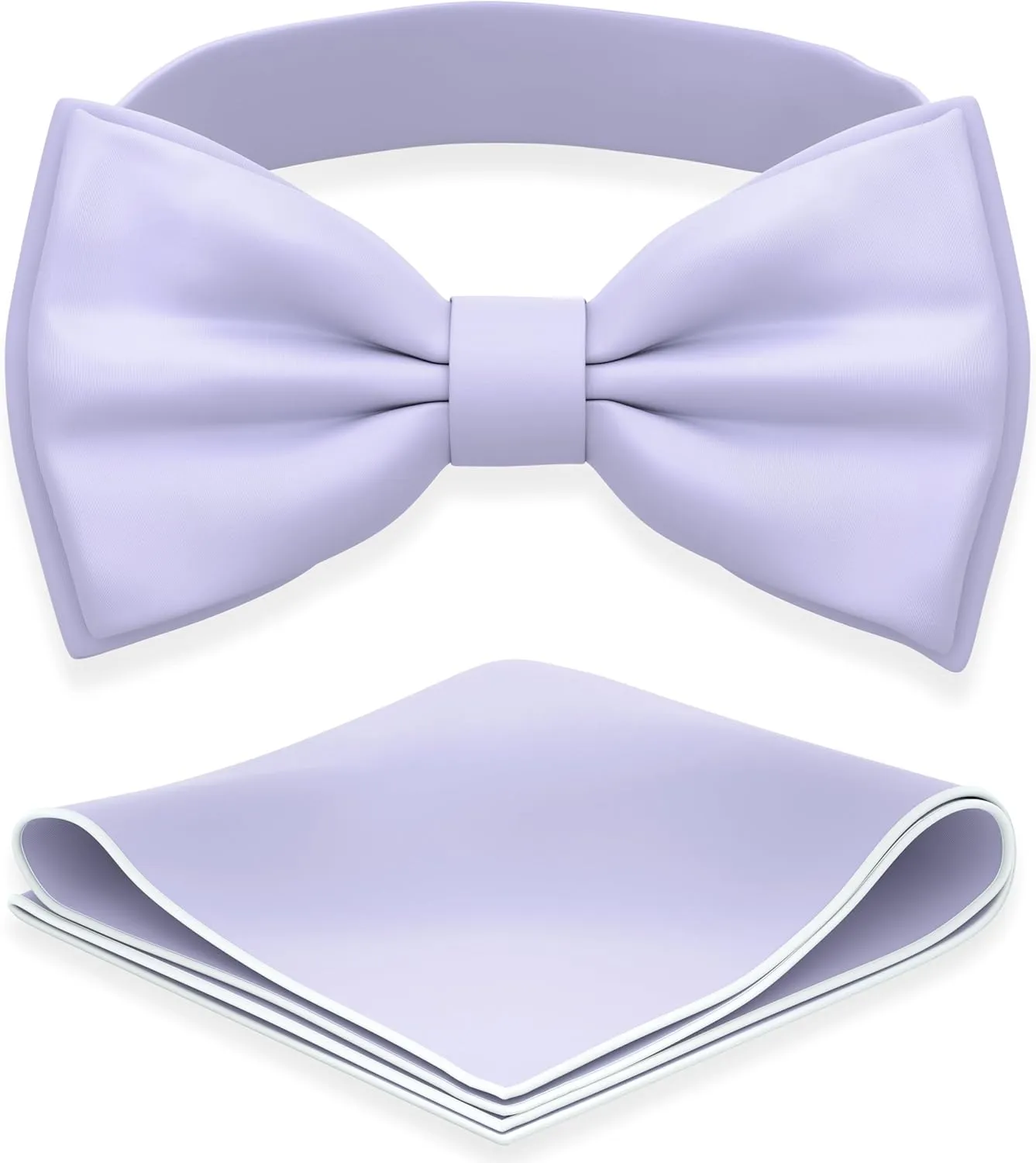 Adam Young Men's Bow Ties with Handkerchief Pre-Tied Style Formal Satin Classic Bowtie for Tuxedo Faux Silk
