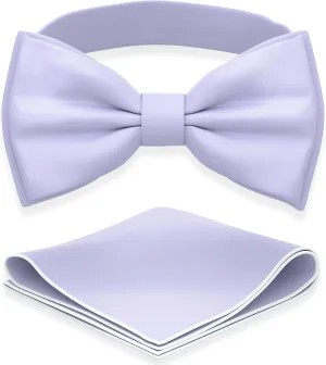 Adam Young Men's Bow Ties with Handkerchief Pre-Tied Style Formal Satin Classic Bowtie for Tuxedo Faux Silk
