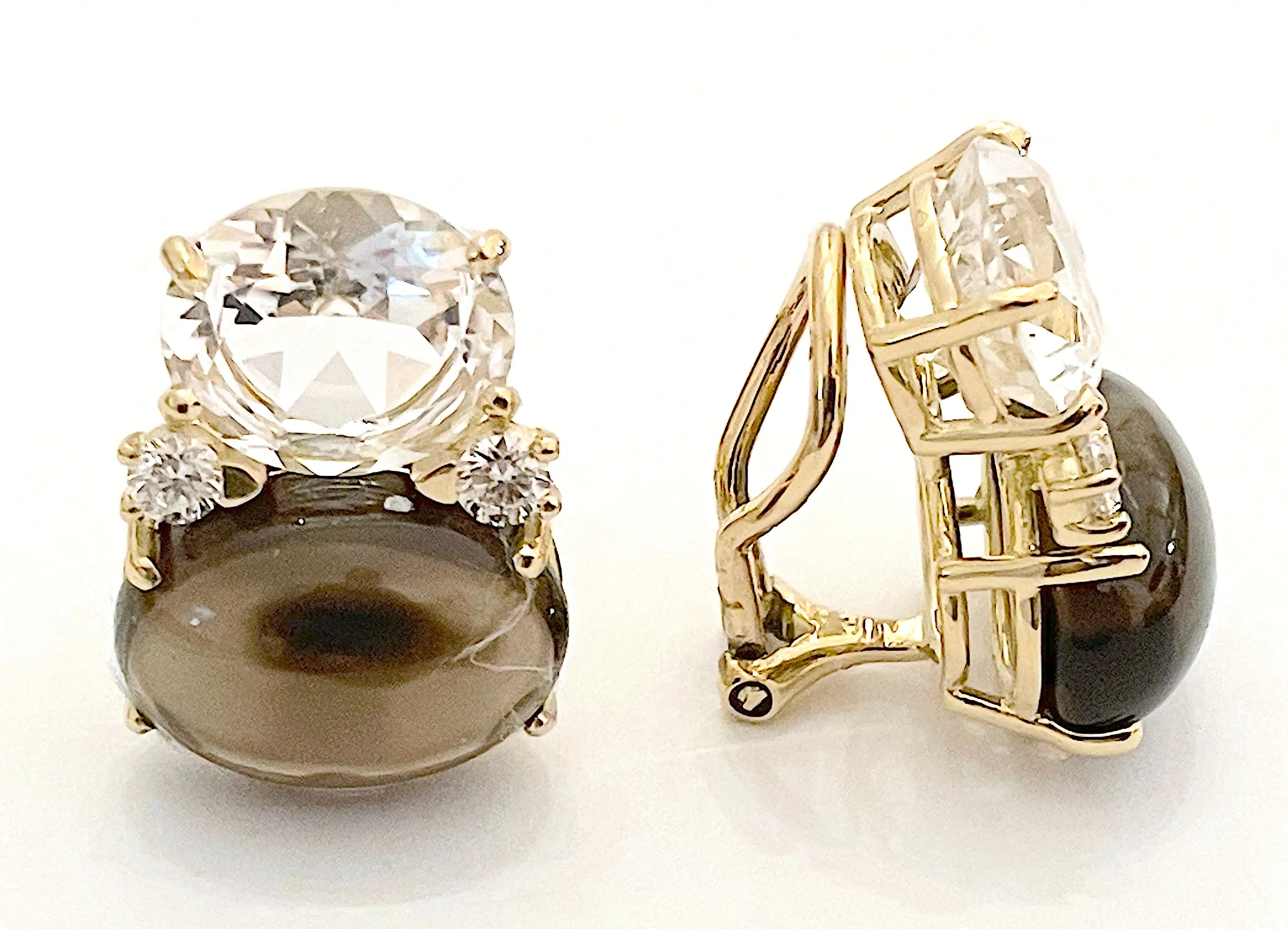 ADELE Large GUM DROP™ Earrings with Citrine and Smokey Topaz and Diamonds