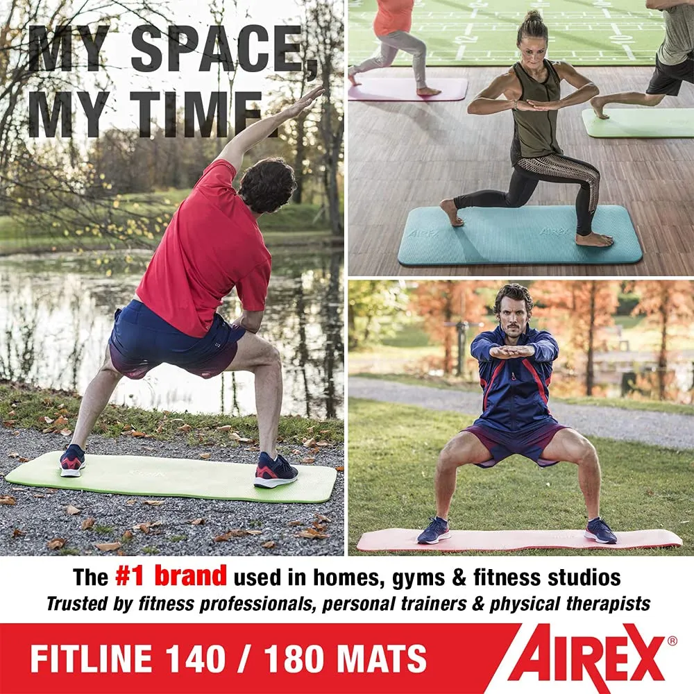 AIREX Fitline 140 Premium Exercise Mat - Home Workout Mat for Rehabilitation, Strength Training, Water Aerobics, Exercise, Fitness, Home Workouts 56" x 23", Pink, Without Hanging Grommets