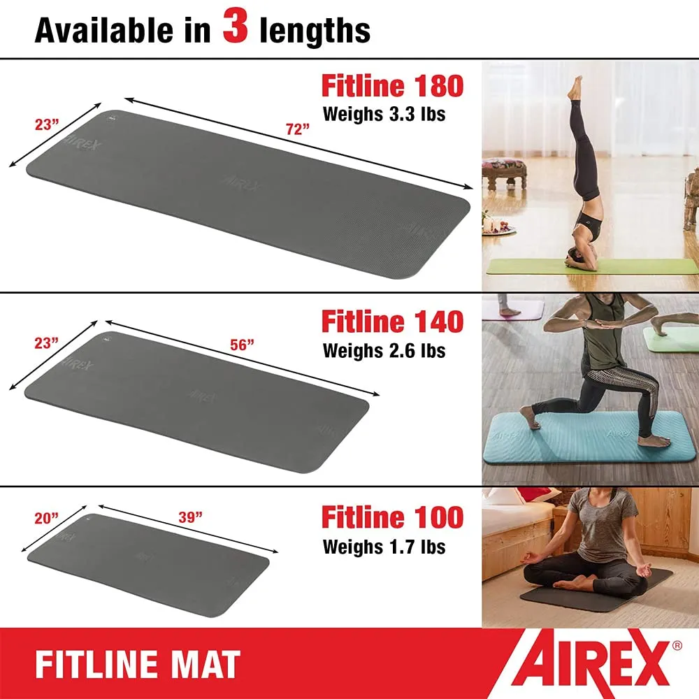 AIREX Fitline 140 Premium Exercise Mat - Home Workout Mat for Rehabilitation, Strength Training, Water Aerobics, Exercise, Fitness, Home Workouts 56" x 23", Pink, Without Hanging Grommets