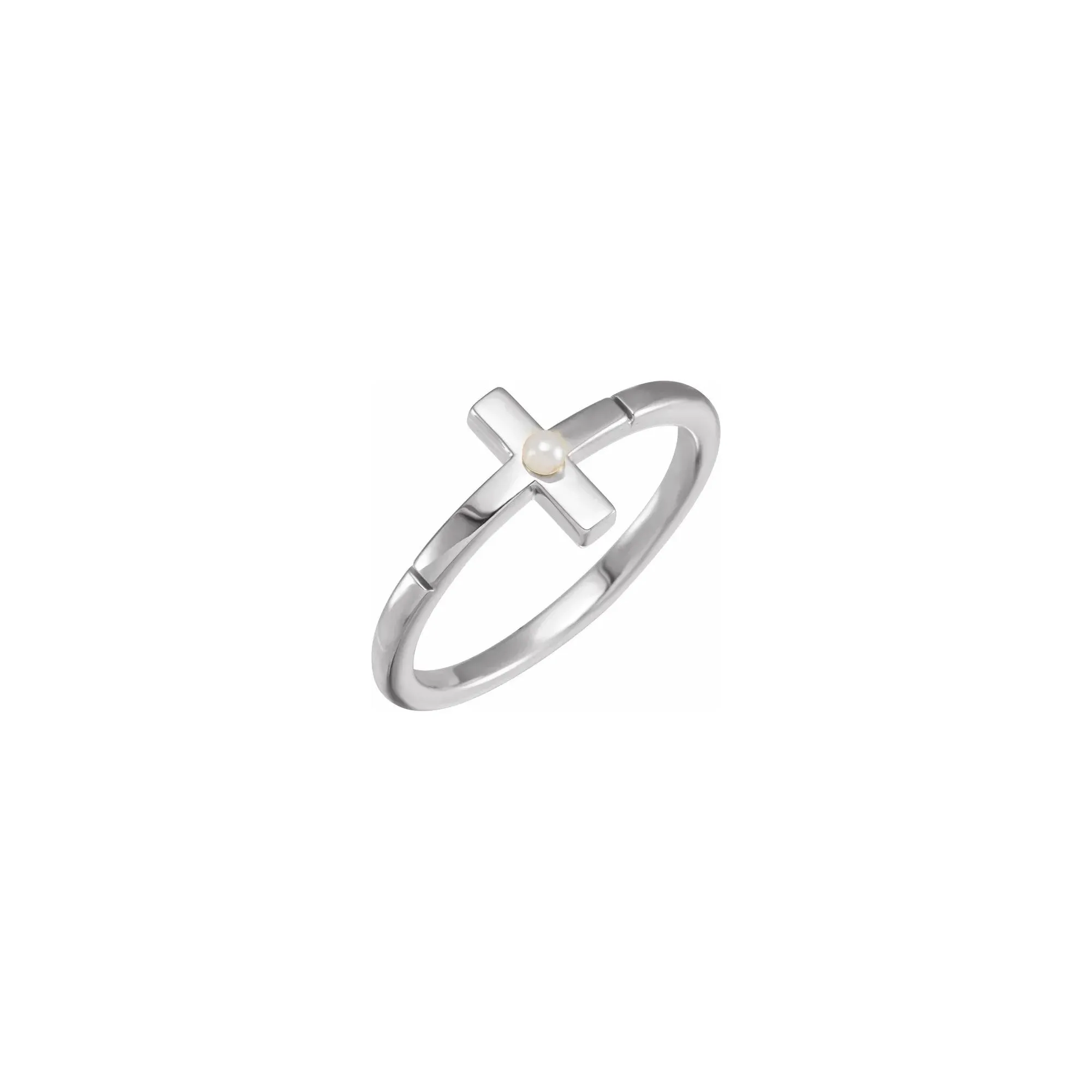 Akoya Pearl Sideways Cross Ring