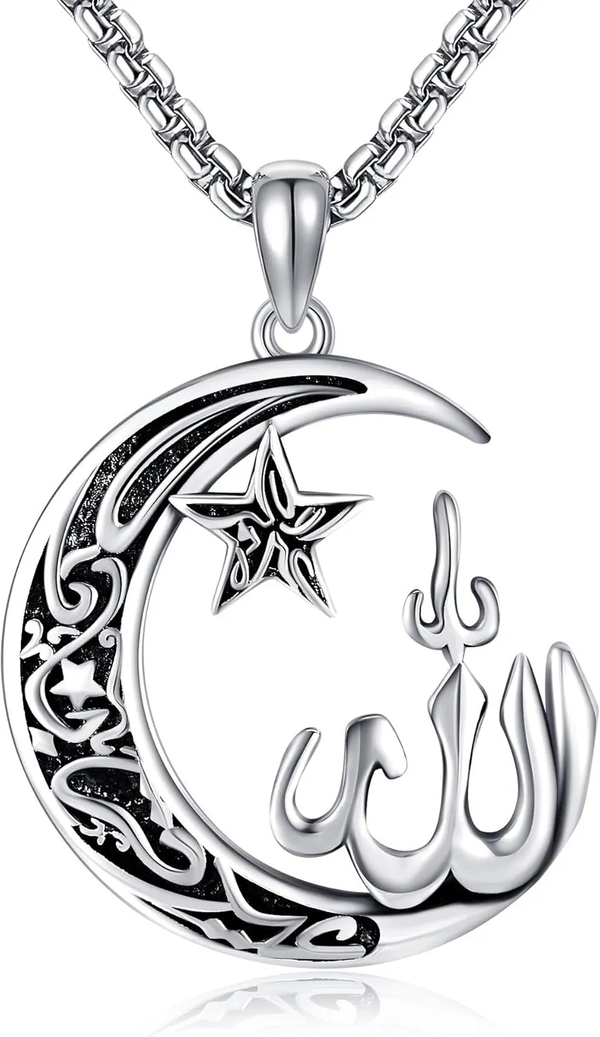 Allah Necklace 925 Sterling Silver Allah Pendant Necklace Muslim Islamic Jewelry For Men Women