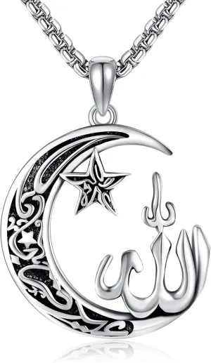 Allah Necklace 925 Sterling Silver Allah Pendant Necklace Muslim Islamic Jewelry For Men Women