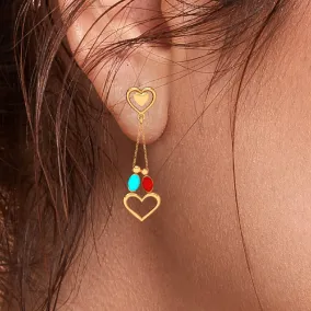 Alluring 22k Gold Twin Birds And Hearts Designer Dangler Earrings From Goldlites Collection