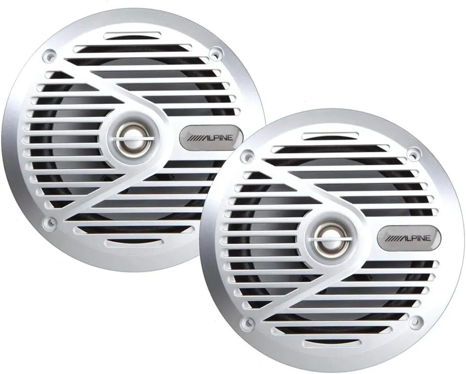 Alpine SPS-M601 6-1/2" Marine Coaxial 2-Way Speaker - Silver (Pair)
