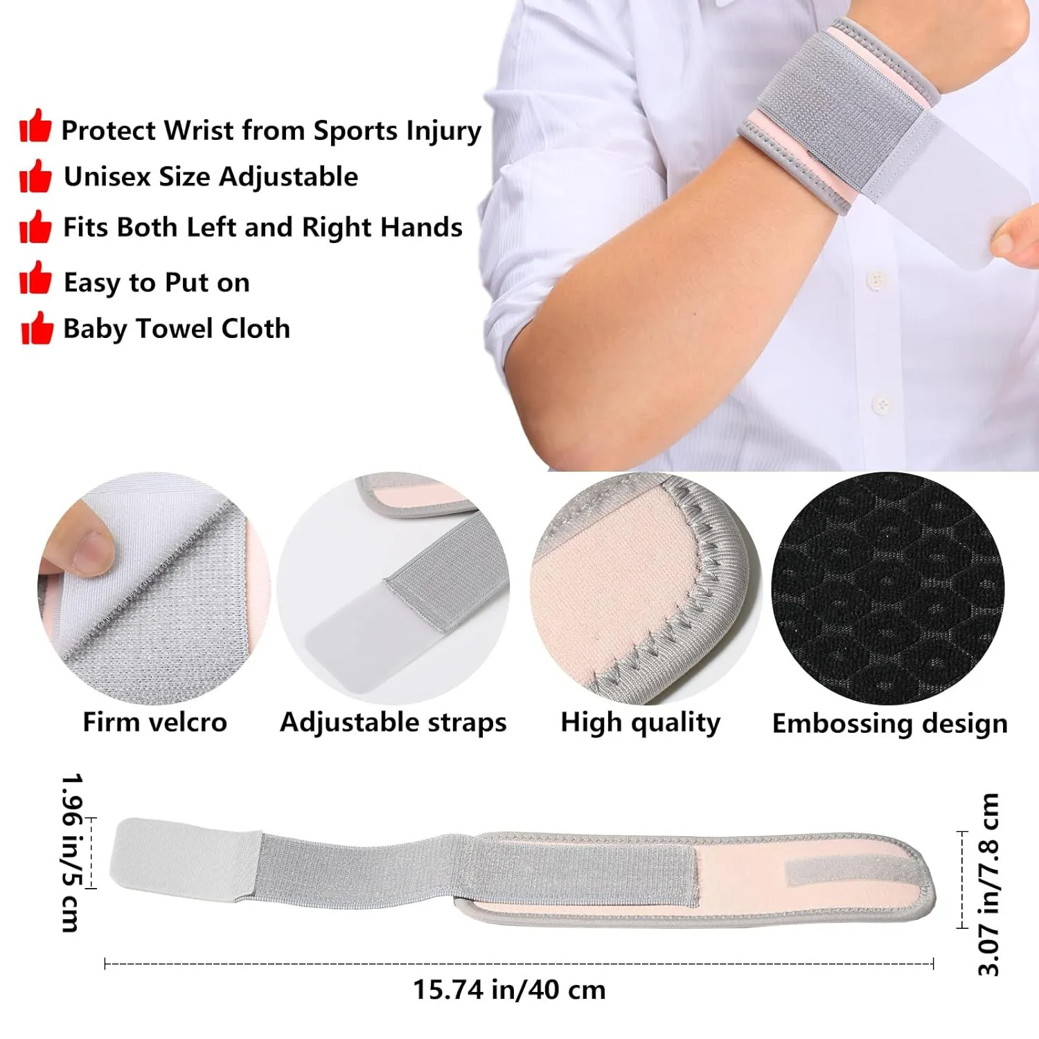 AMYONE Wrist Brace, 2 Pack Wrist Wraps for Carpal Tunnel & Pain Relief, Adjustable Support for Yoga/Fitness/Sports/Weightlifting, Elastic Gym Wrist Sweatbands, Sakura Pink