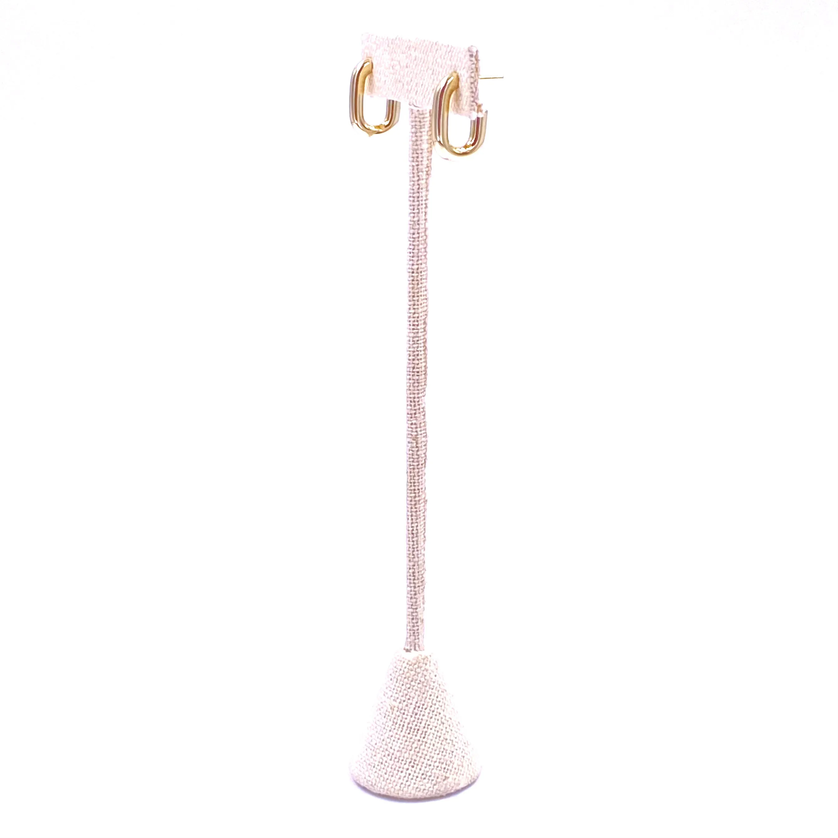 Ashley Gold Stainless Steel Gold Plated Rectangle Open Back Hoop Earrings