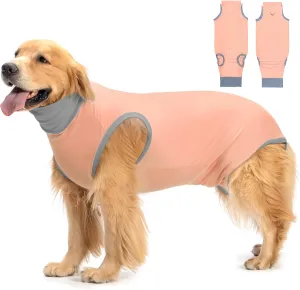 Avont Dog Surgery Recovery Suit, Post-Spay/Neuter Onesie for Female/Male Puppies, Breathable Bodysuit Surgical Shirt E-Collar & Cone Alternative, Anti-Licking Protection for Wounds -Pink (M)