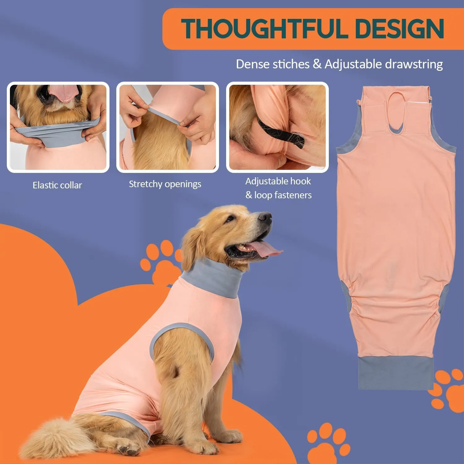 Avont Dog Surgery Recovery Suit, Post-Spay/Neuter Onesie for Female/Male Puppies, Breathable Bodysuit Surgical Shirt E-Collar & Cone Alternative, Anti-Licking Protection for Wounds -Pink (M)