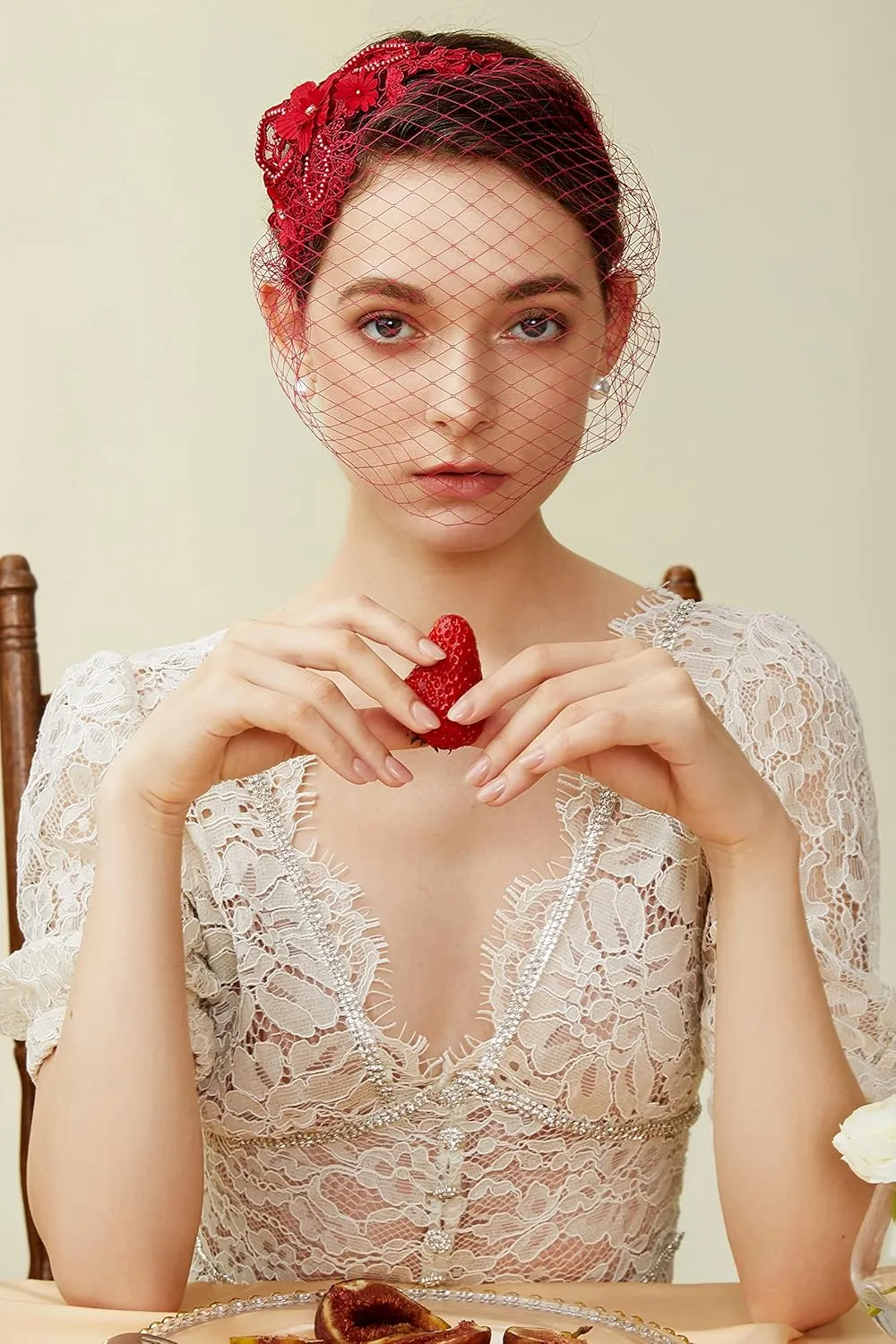 BABEYOND Bridal Wedding Veil Fascinator Mesh Lace Headband Tea Party Flower Fascinator Funeral Hats for Women