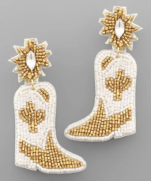 Beaded Cowgirl Boots Earrings *Multiple Colors*