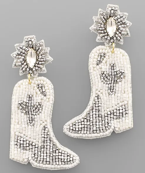 Beaded Cowgirl Boots Earrings *Multiple Colors*