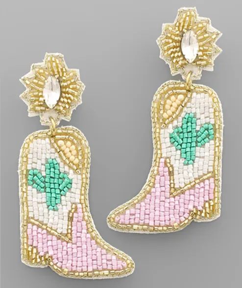 Beaded Cowgirl Boots Earrings *Multiple Colors*