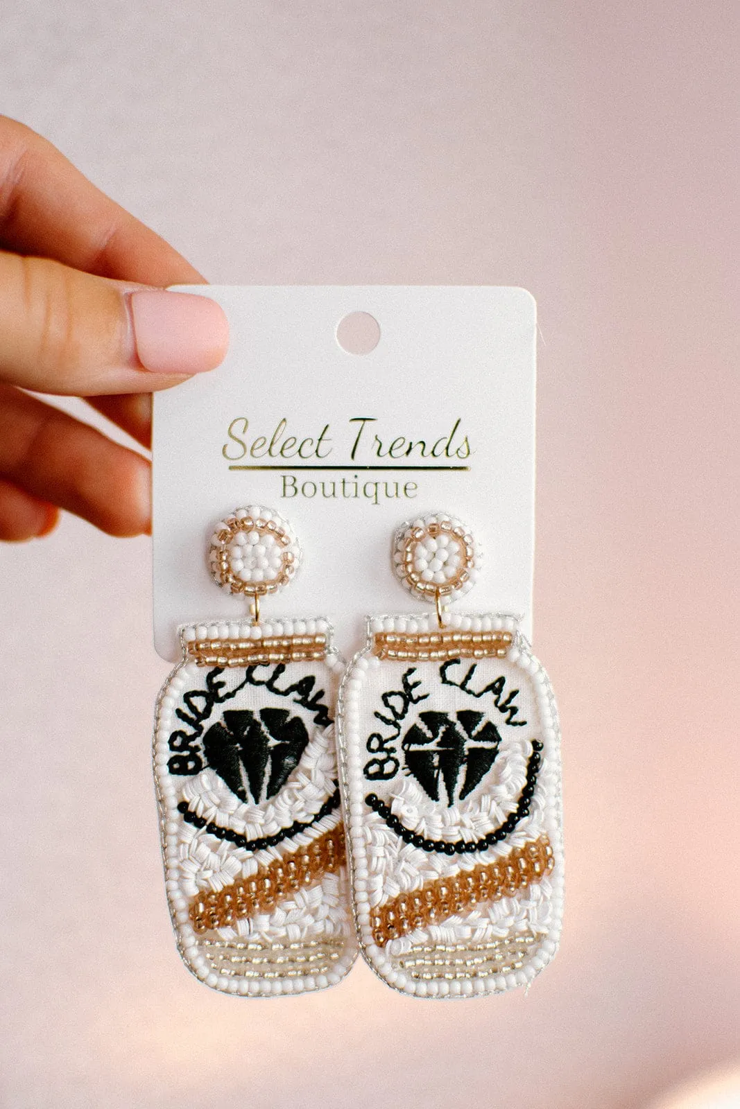 Beaded "Bride Claw" Earrings