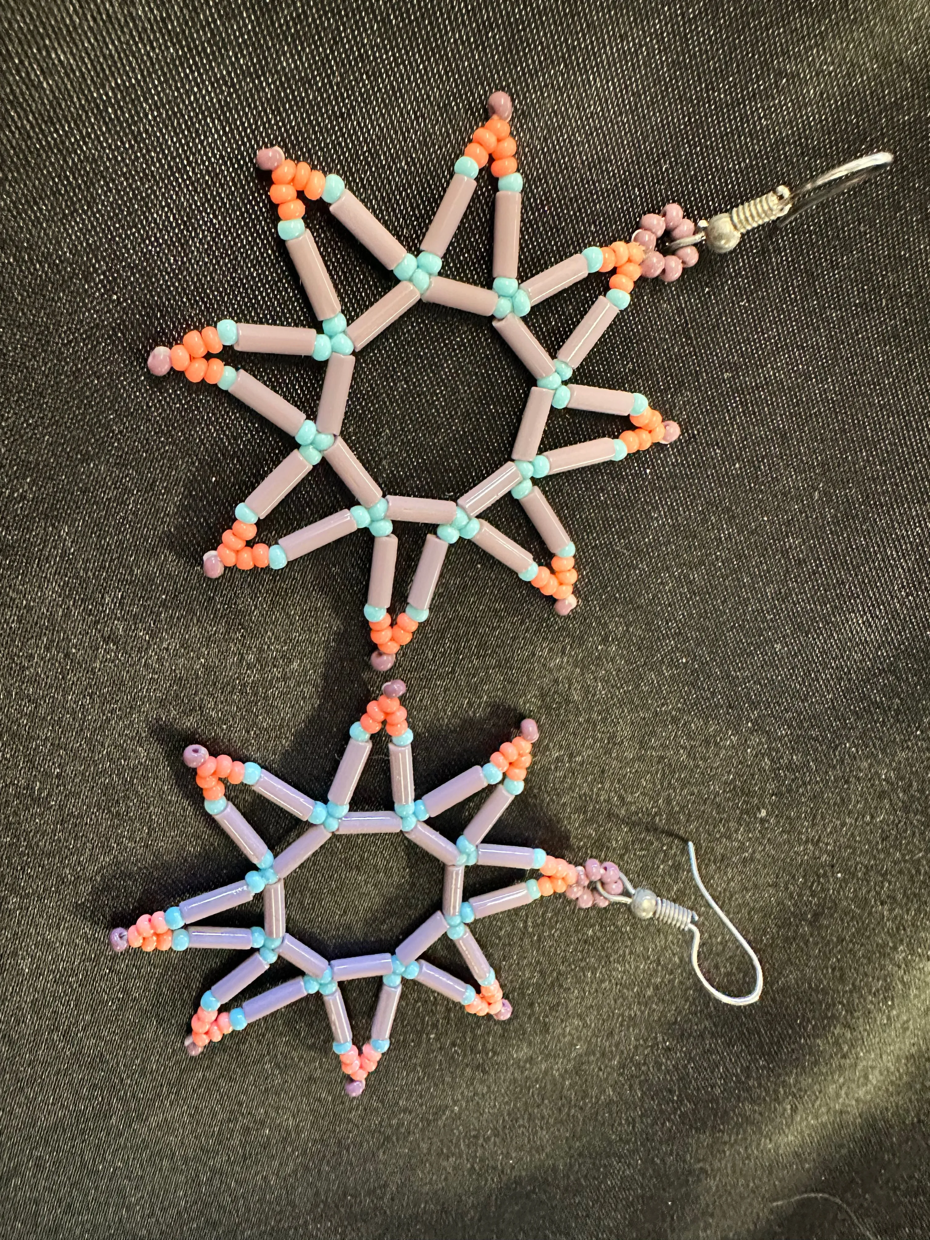 Beaded Star Burst Dangle Earrings