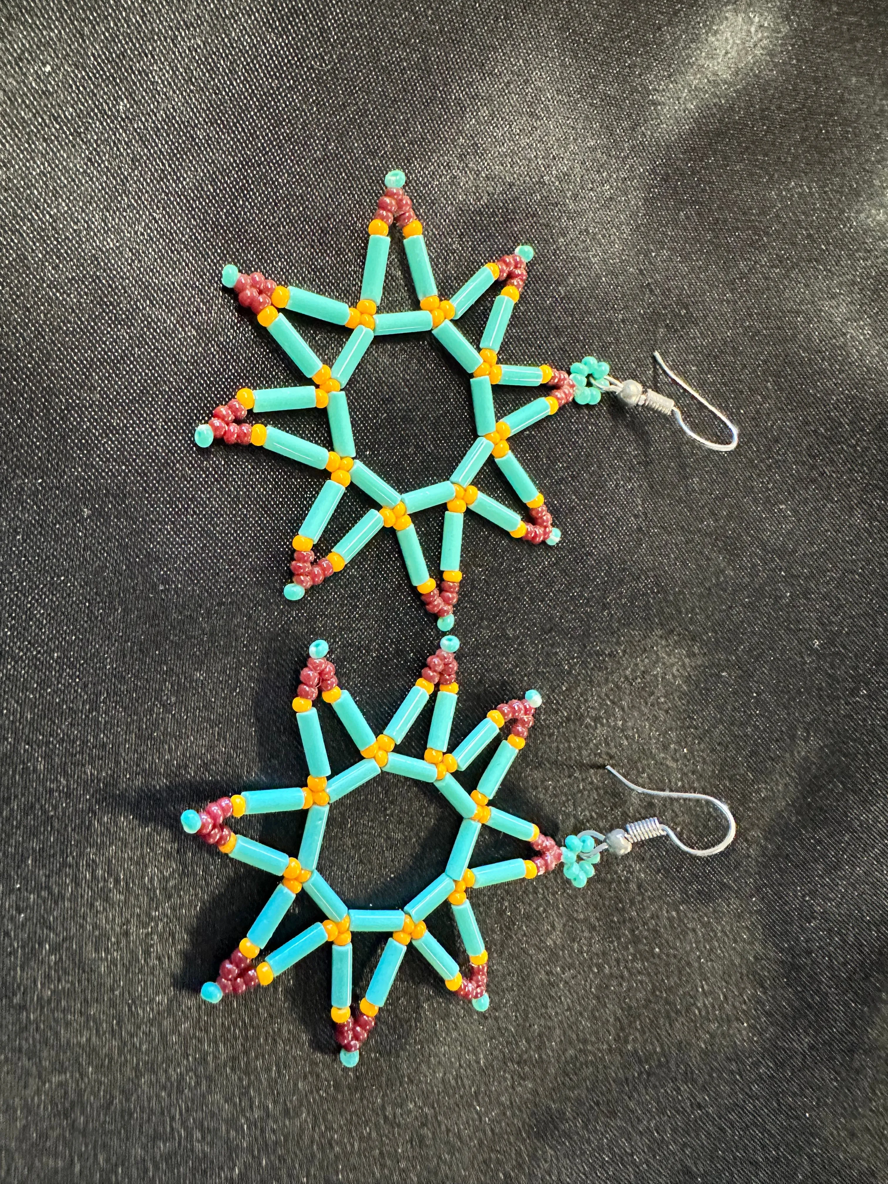 Beaded Star Burst Dangle Earrings