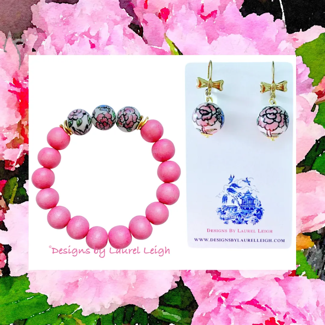 Bubblegum Pink Chinoiserie Peony Bracelet - Style 1