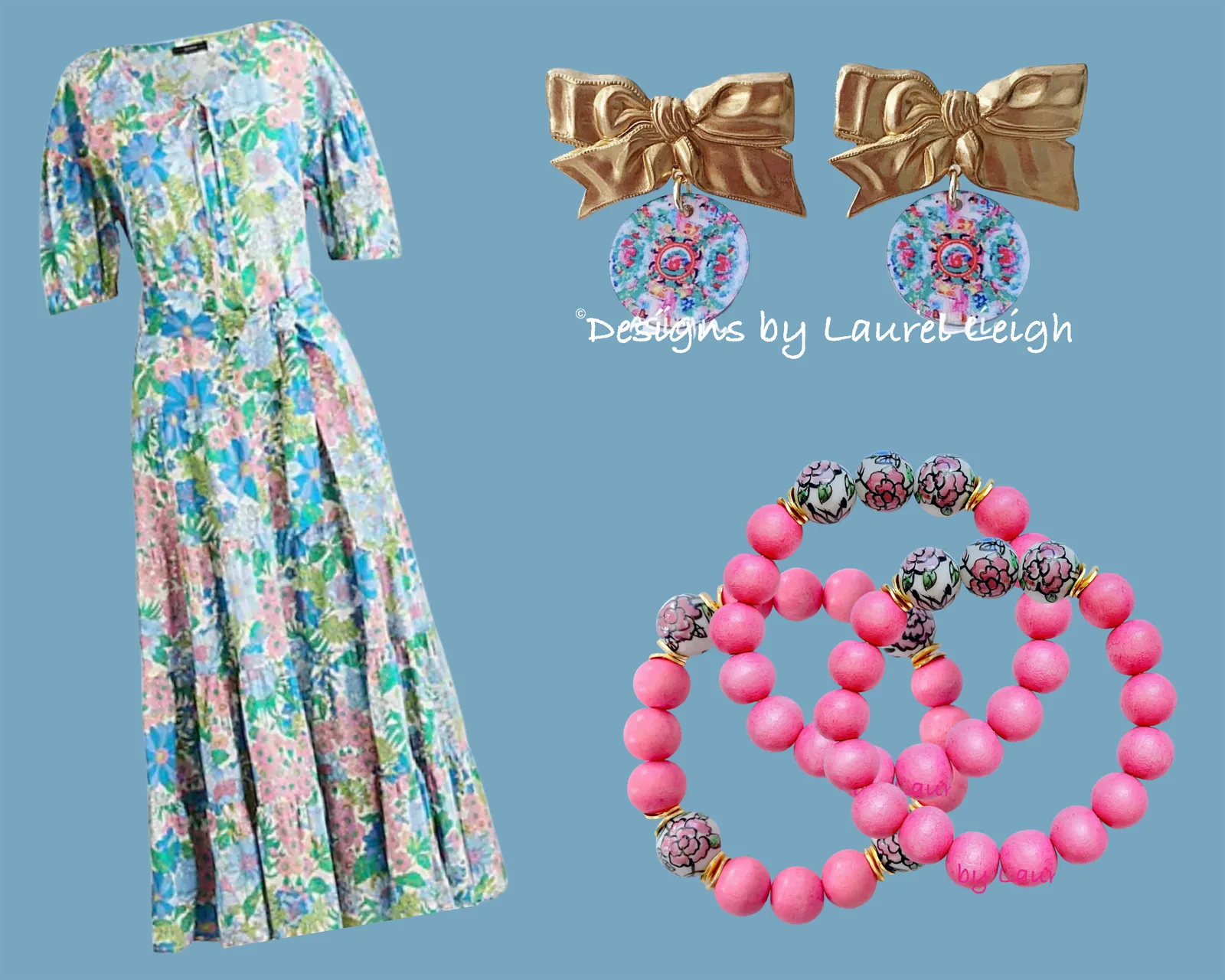 Bubblegum Pink Chinoiserie Peony Bracelet - Style 1