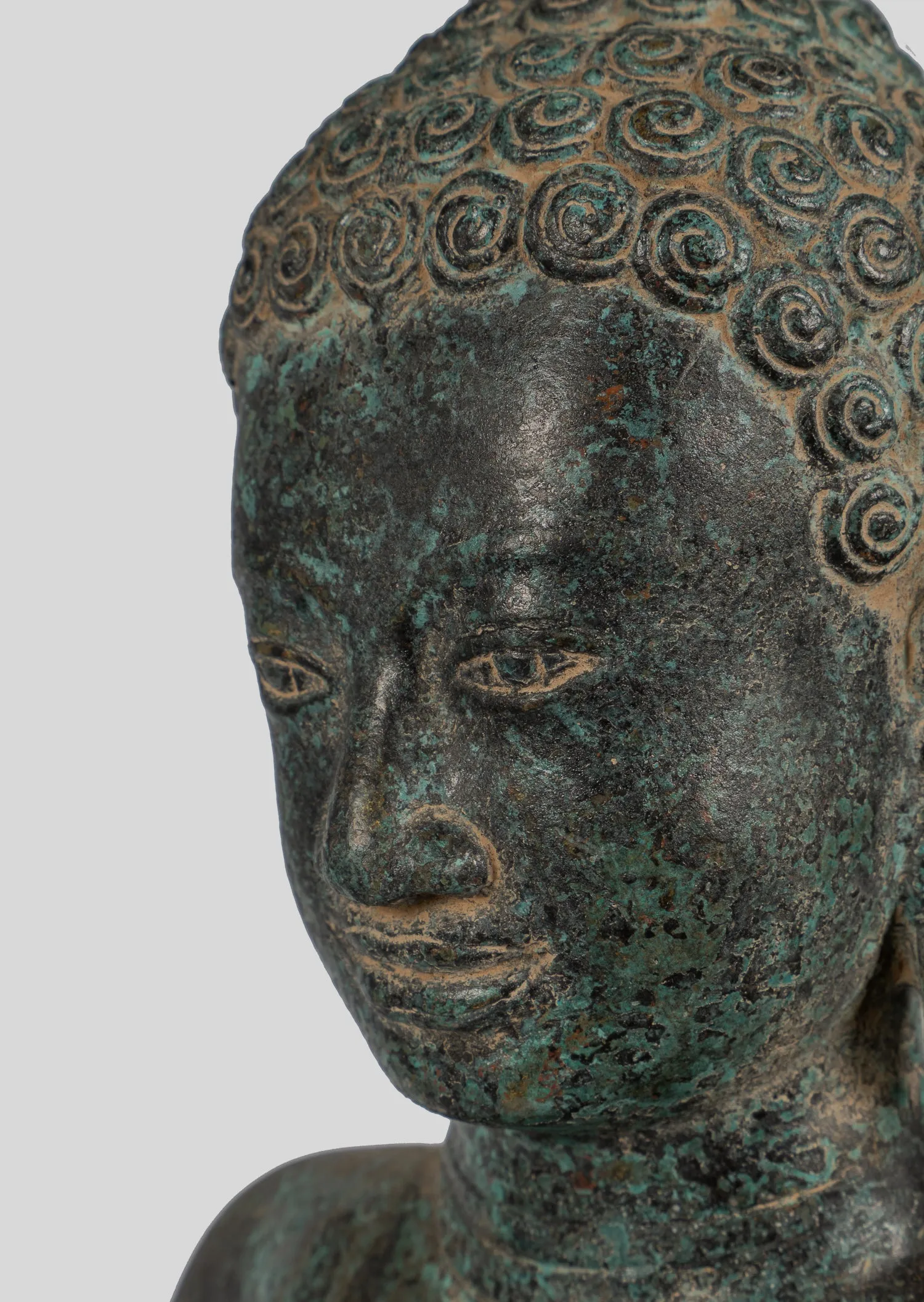 Buddha Statue - Large Antique Thai Style Buddha Statue in Dharmachakra Teaching Mudra - 84cm/34"