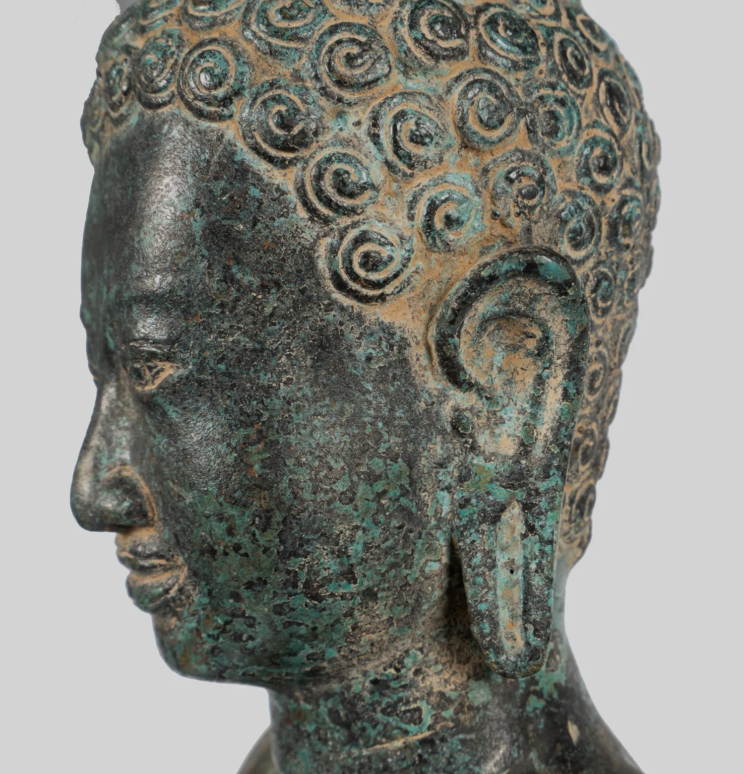 Buddha Statue - Large Antique Thai Style Buddha Statue in Dharmachakra Teaching Mudra - 84cm/34"