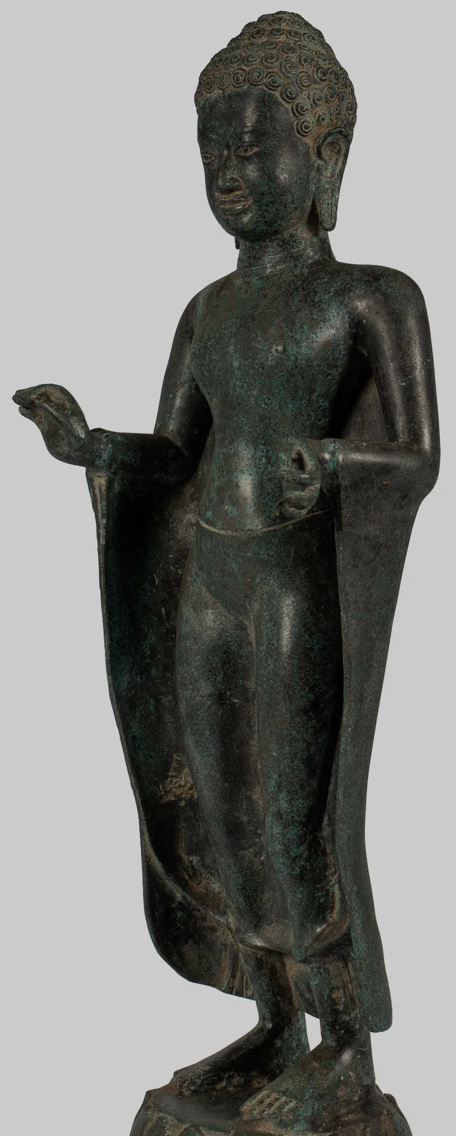 Buddha Statue - Large Antique Thai Style Buddha Statue in Dharmachakra Teaching Mudra - 84cm/34"