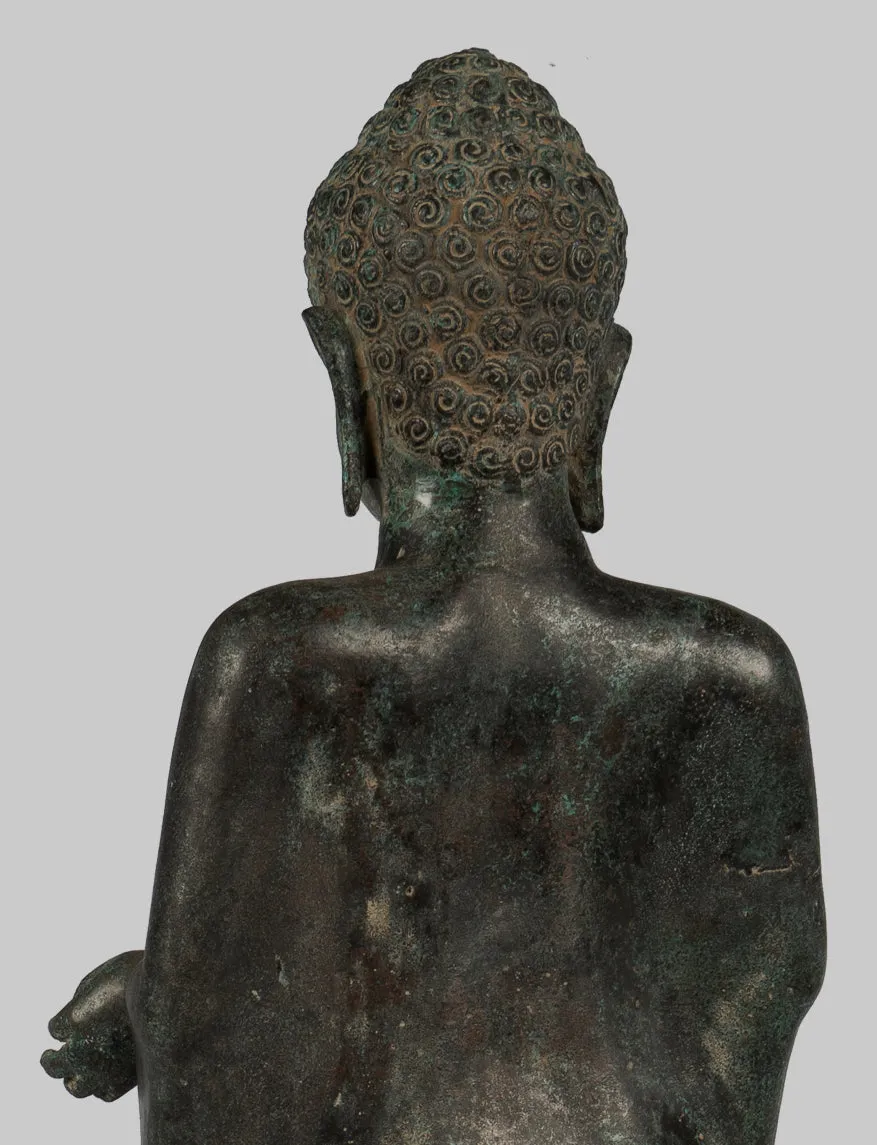 Buddha Statue - Large Antique Thai Style Buddha Statue in Dharmachakra Teaching Mudra - 84cm/34"