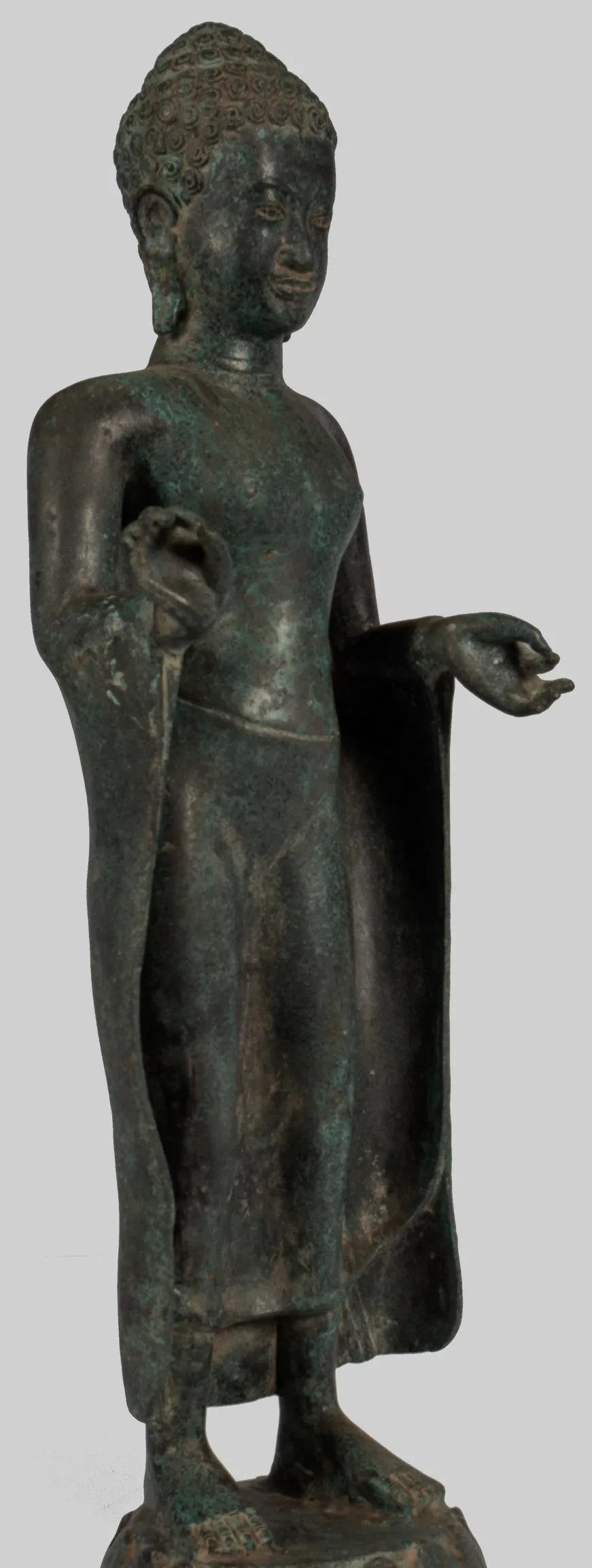 Buddha Statue - Large Antique Thai Style Buddha Statue in Dharmachakra Teaching Mudra - 84cm/34"