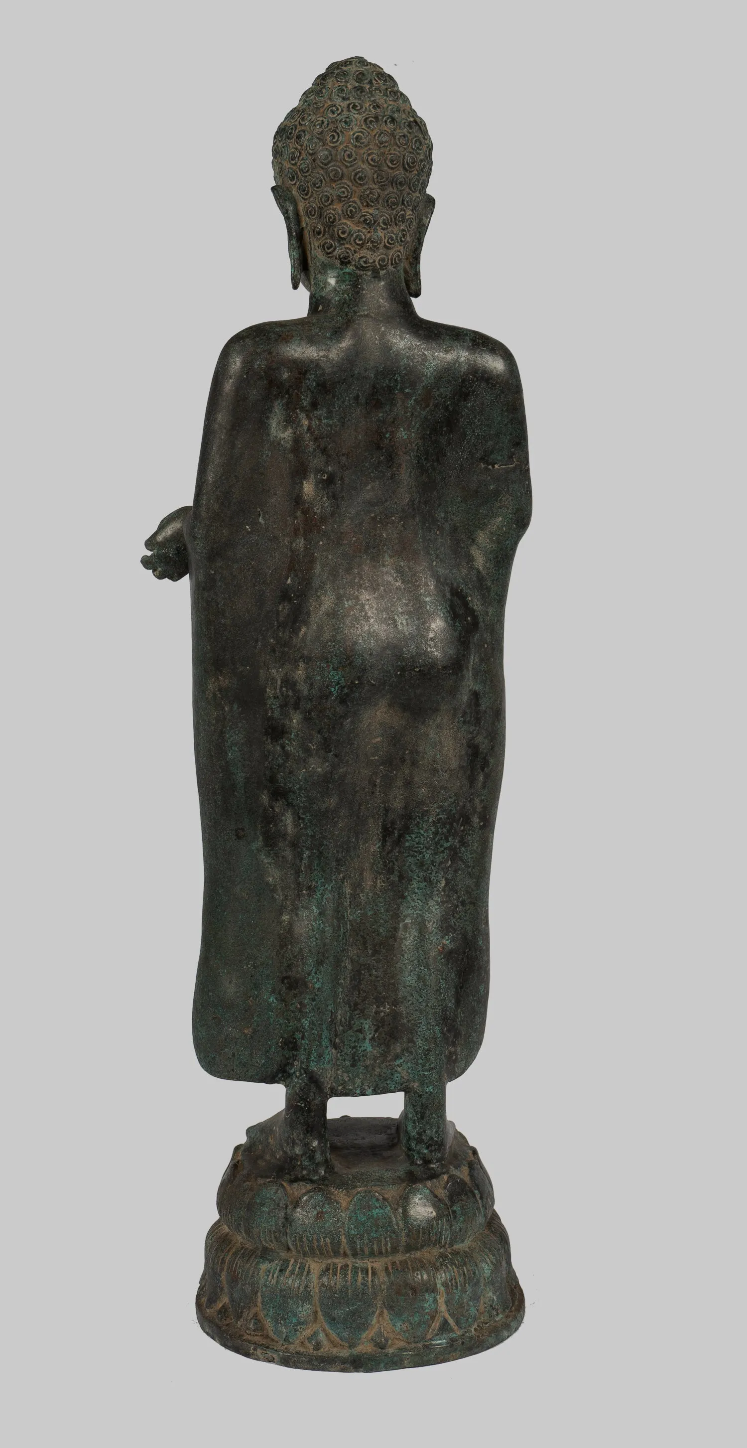 Buddha Statue - Large Antique Thai Style Buddha Statue in Dharmachakra Teaching Mudra - 84cm/34"