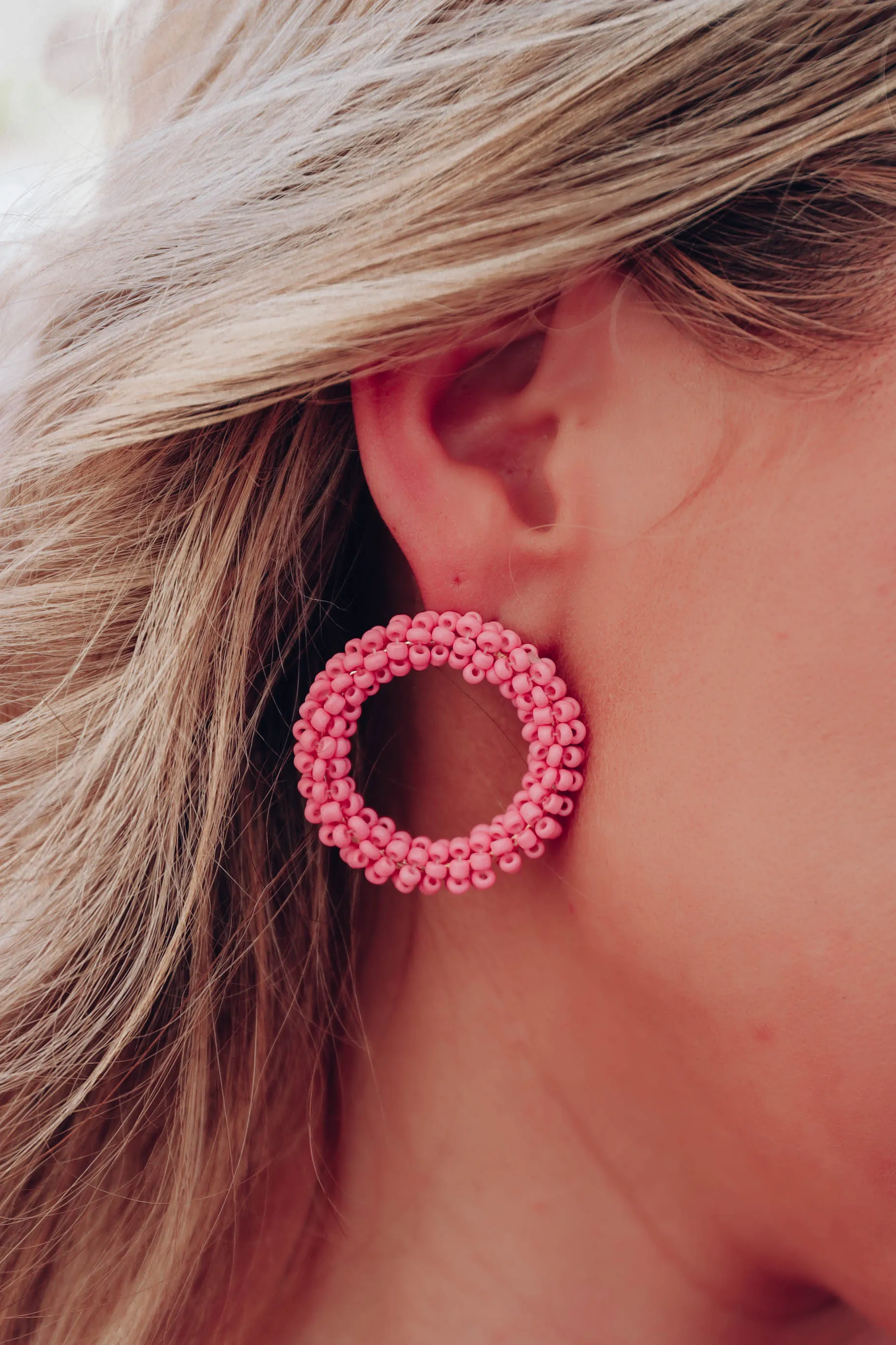 Camille Beaded Earrings - Baby Pink