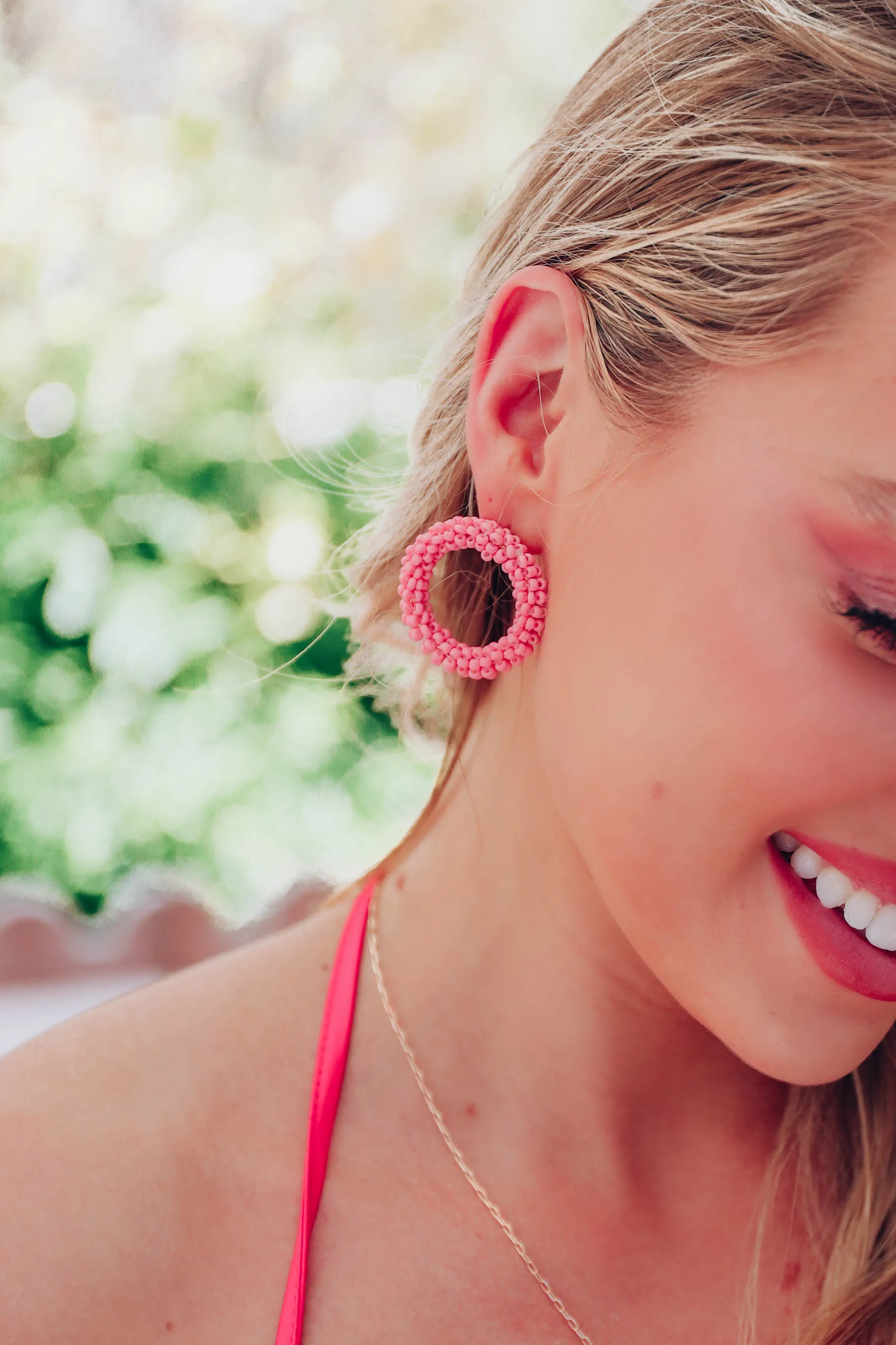 Camille Beaded Earrings - Baby Pink