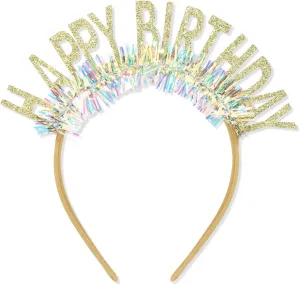 CIEHER Birthday Crown Birthday Headband, Birthday Headband, Happy Birthday Headband for Women Girls, Birthday Girl Headband, Birthday Tiara Happy Birthday Decorations, Birthday Gifts - Gold