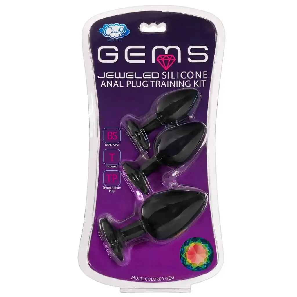 Cloud 9 Gems Black Silicone Anal Plug Kit