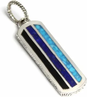 COSUMOSU Crushed Turquoise 925 Sterling Silver Pendant - bar style