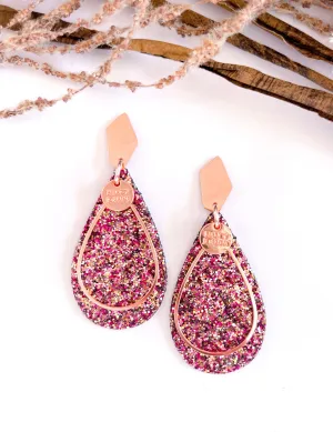 Deep Plum Glitter Teardrops