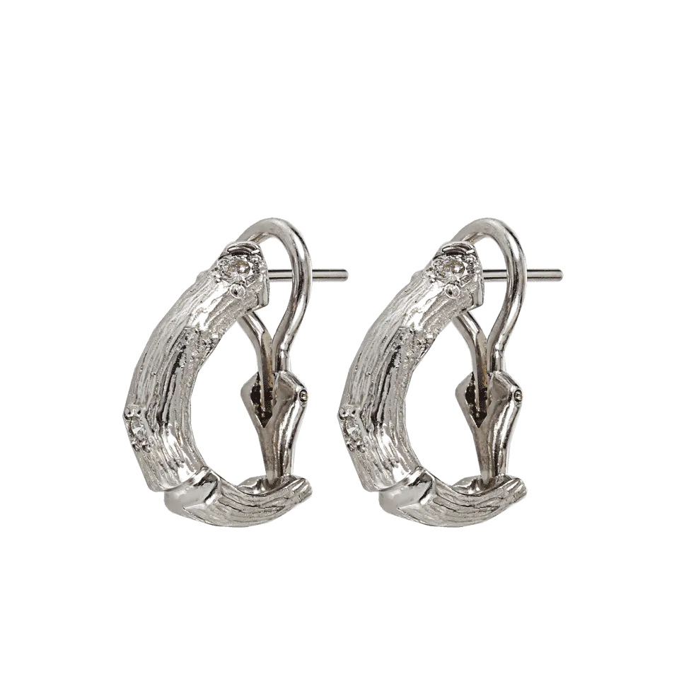 Diamond Twig Huggie Earrings