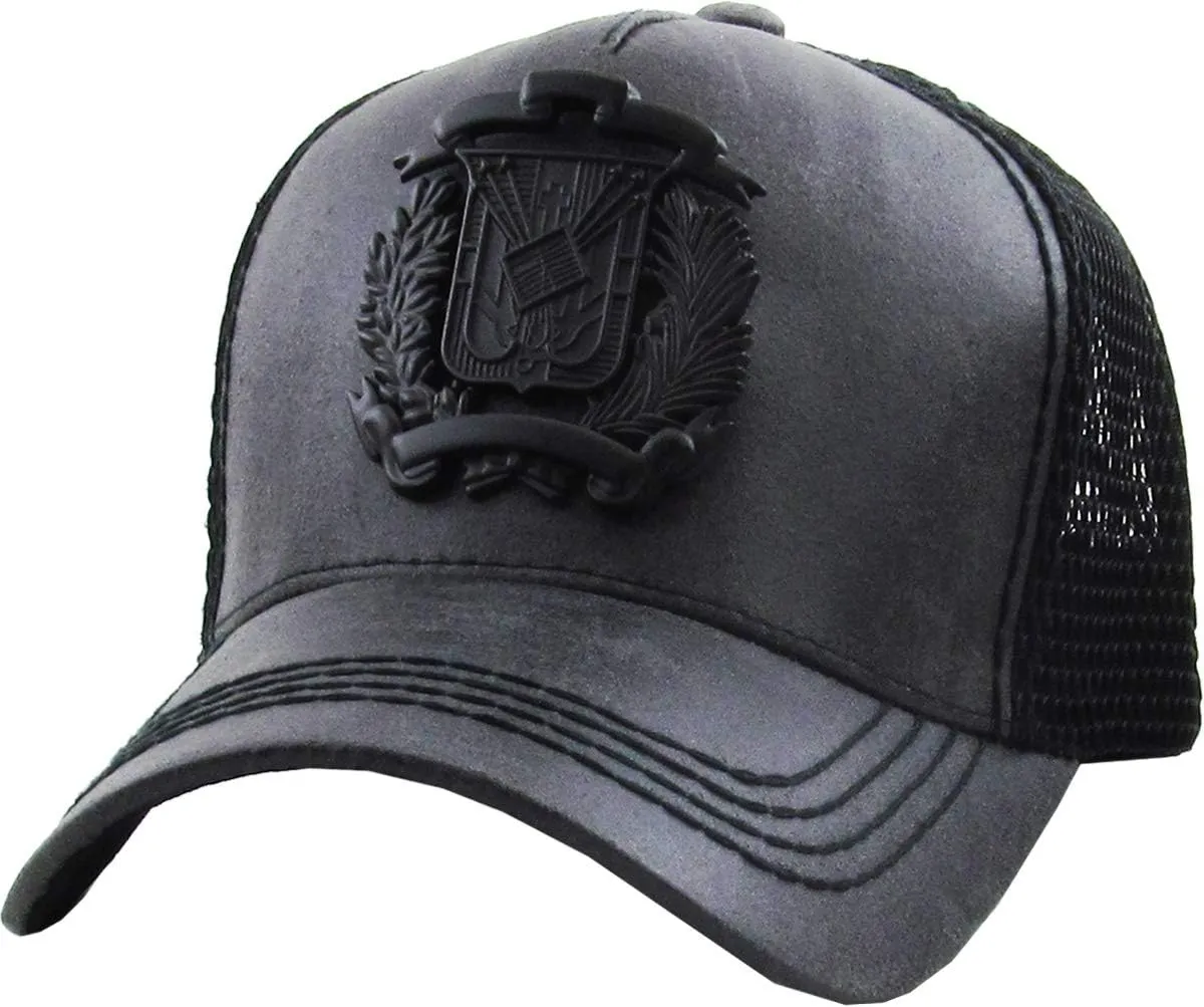 Dominican Republic Gold Badge Wolf Rooster Tuna Trucker Cap Adjustable Snapback Hat