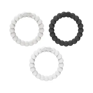 Dr. Brown's Flexees Beaded Teether Rings, 100% Silicone, Soft & Easy to Hold, Encourages Self-Soothe, 3 Pack, Black, White, Gray, BPA Free, 3m 