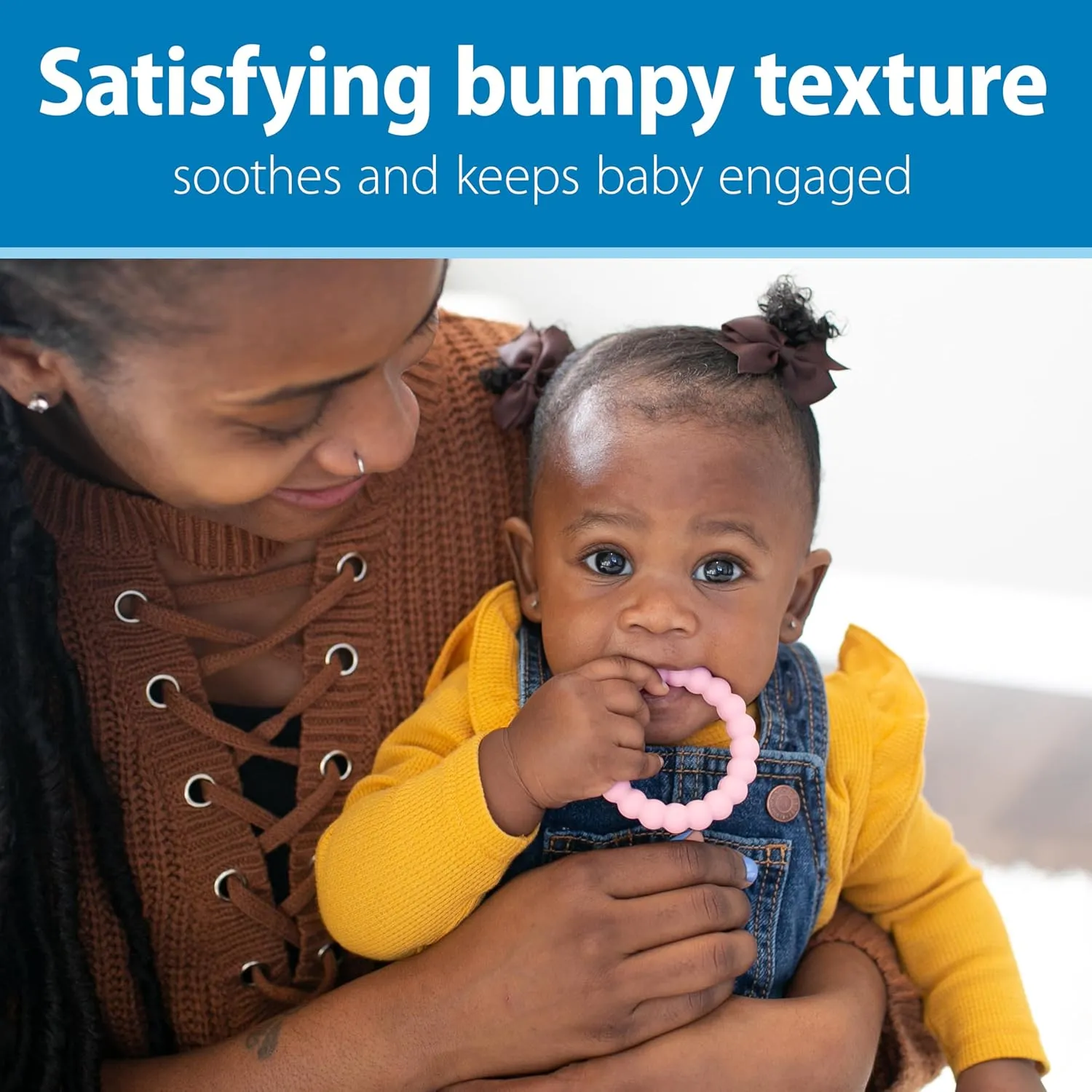 Dr. Brown's Flexees Beaded Teether Rings, 100% Silicone, Soft & Easy to Hold, Encourages Self-Soothe, 3 Pack, Black, White, Gray, BPA Free, 3m 